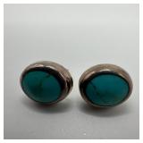 Oval Turquoise ATI Mexico 925 Sterling Silver Earr