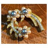 Joan Rivers Vintage Flower Pearl & Crystal Bro