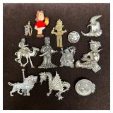 Vintage Figural Brooch Lot Medieval Knight Dragon