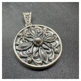Round Ornate Sterling Pendant