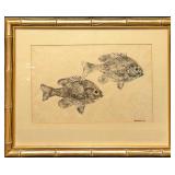 Framed Alex Perrodin Gyotaku Method Fish Rubbing