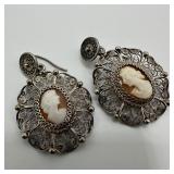 800 Silver Cameo Shell Filigree Silverwork Silver
