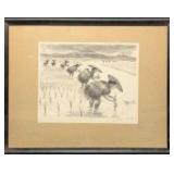 Framed Vintage Signed Howard Baer Planting Rice Li