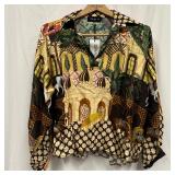 Zenara Woman Silk Blend Scenic Print Blouse Made i