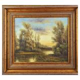 Vintage Framed Original Acrylic On Canvas