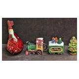 Christmas Train Sugar Bowl Creamer Nesting Doll Ca