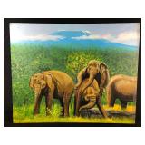 Original East Africa Artist Signed Seti  Elephants