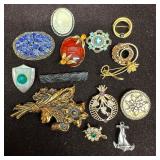 Vintage Costume Jewelry Brooch Lot Rhinestone Flor