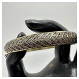 Silverwork Filigree Chevron Style Pattern Hinged B