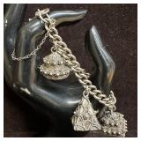 S and F Sterling Silver Five Ornate Gemstone Charm