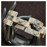 Green Blue Turquoise Mexico Silver Link Bracelet T