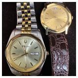 Bulova Wristwatch Pair Stainless Steel and Gold-To