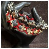 King Baby Studio Silver Tone Crosses Red Black Mac