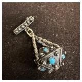 Victorian Revival  Style Blue Turquoise Multi Ston