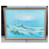 Beach Lighthouse Scene Painting JB