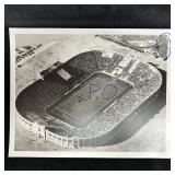 Vintage Analog Photo Print Aerial View of Stadium