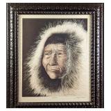Framed LE J Hemley Earnhardt Elderly Inuit Print