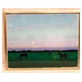 Signed/Framed Three Horses In A Meadow Twilight Pa