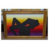 Vintage Framed Nude Woman Silhouette Oil On Canvas