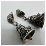 800 Silver Bell Drop Earrings Intricate Silverwork