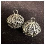 Ornate Filigree Red Garnet Stone Charm Set T42