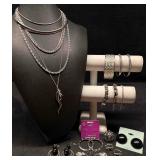 17pc Silver Toned Delicate Cornicello and Hoops Co