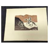 Vintage Man Watching Rider S&N Print