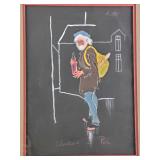 Signed Alice Huertas Original of Man in Paris Wate