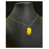 Yellow Jade & 10k Gold Shoe Pendant