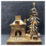 Music Box Metal Brass Sankyo Merry Christmas Tree