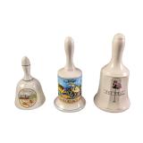3 Vintage Porcelain Souvenir Bells Florida Key Wes