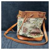 Allen Solly Floral Tapestry Bucket Bag with Brown