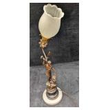 Vintage Le Forgeron Spelter Metal Tulip Lamp