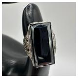 Magnetite Rectangle Sterling Silver Ring