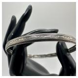 Silver Bangle Bracelet Double XX Pattern