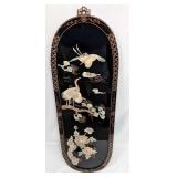Chinese Oval Framed Mother Of Pearl Black Lacquer