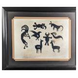 Framed Petroglyph II By Whitefeather Native Americ