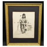 Framed Daniel D Nicholas LE Blackfoot Warrior Prin