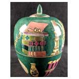 Large Green Lidded Vase