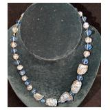 Vintage Italian Murano Blue And Gold Art Glass Bea