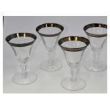 4 Vintage Silver Rimmed Cordial Glasses Dorothy Th