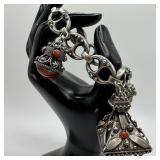 Locket Charm 800 Silver Bracelet Large Three Ornat
