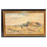 Eben H. Snow Original Watercolor Farming Scene