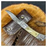 MHS Cutlery Folded Blade Pocket Knife Bone Tone Wo