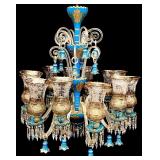 Antique Baccarat 12-Light Blue Opaline Chandelier
