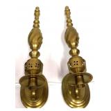 Pair Of Elegant Brass Wall Sconces With Swirl/Flow