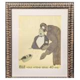 Framed Paul Iribe French Wine Lithograph
