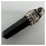 Yin-Yang Black Onyx Pointed Stone Silver Pendant