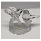 Vintage Frosted & Clear Love Birds Glass Figur