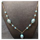 Vintage Italian Murano Art Glass Blue Beaded Neckl
